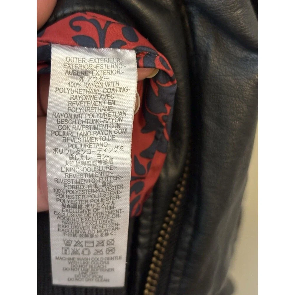 Free People Jacket Womens L Black Vegan Leather Zip Moto Biker Indie sleaze Boho